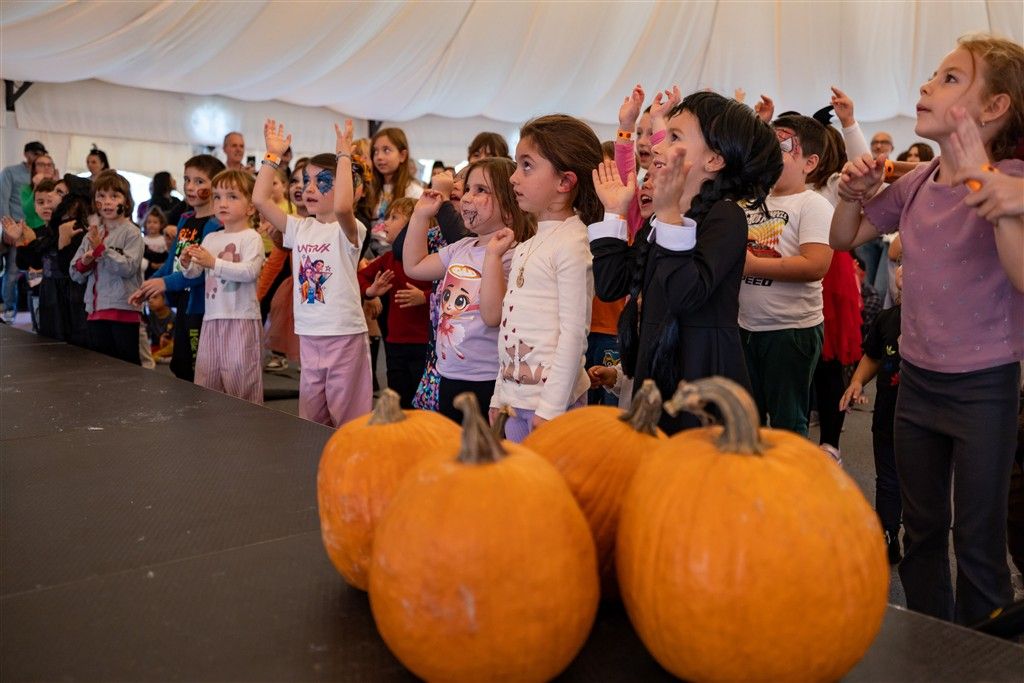 Bambini in prima fila allo show, con le mani alzate